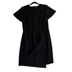 Express Black Midi Dress short sleeve Asymmetrical hem Size M